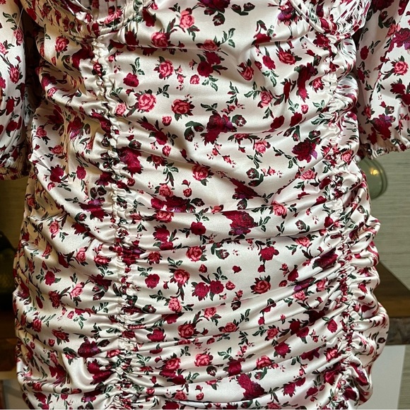 For Love & Lemons Melrose Dress Size Large Mini Floral Ruched Romantic Coquette - Picture 4 of 5